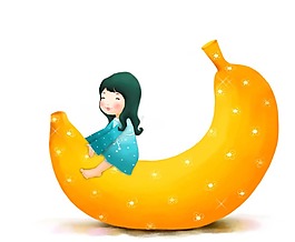 創(chuàng)意香蕉女孩png元素