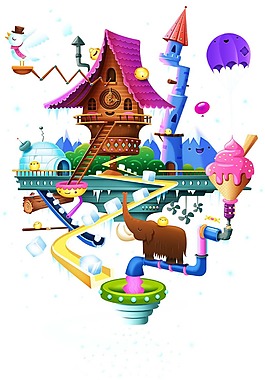 卡通奇幻樂園png元素