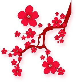 卡通紅色梅花png元素