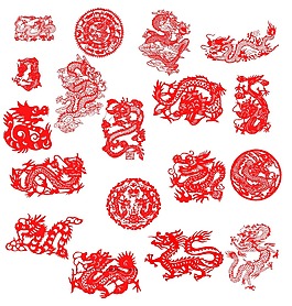 紅色中國風剪紙png元素