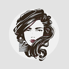 藝術手繪女性頭像插畫