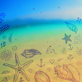 手绘卡通海洋生物插画