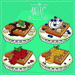 手繪美味的華夫餅干插畫(huà)