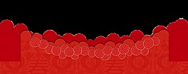 紅色高低不平花邊透明素材裝飾