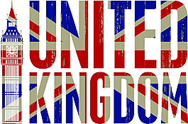 时尚创意英国国旗建筑插画