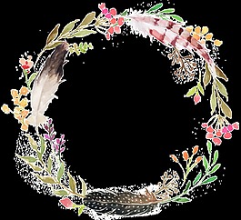 花草羽毛拼接圓環(huán)透明png素材