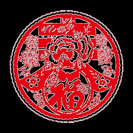 春節(jié)福字剪紙透明png素材