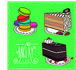 手繪美味的甜品蛋糕插畫