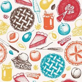 手绘美味的蛋糕插画