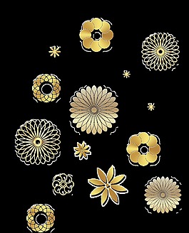 金色圓形花朵裝飾透明裝飾素材