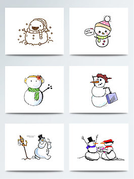 漫畫(huà)風(fēng)格創(chuàng)意卡通擬人化可愛(ài)雪人PNG元素