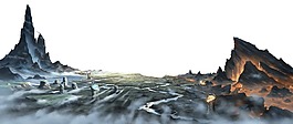 淺藍高山山川遠視圖PNG元素