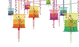 中國(guó)風(fēng)節(jié)日五彩花朵裝飾圖