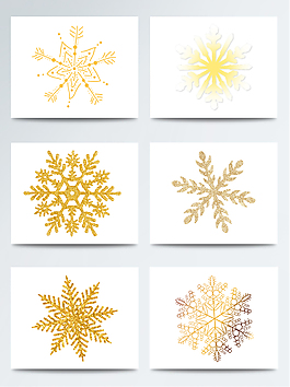 黃色的大寒雪花元素素材