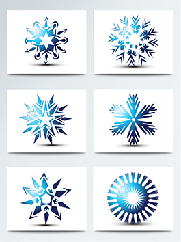 精致的藍(lán)色大寒雪花元素素材