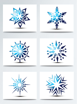 藍(lán)色大寒雪花元素素材
