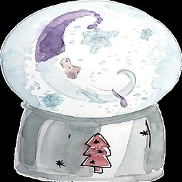 手繪卡通雪景玻璃球透明素材卡通