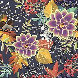 日式復(fù)古風(fēng)花草裝飾矢量素材