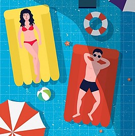 炎熱夏天旅游度假ai矢量素材下載