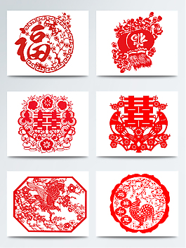 中国风春节剪纸窗花梅花元素