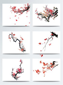 高清免扣中國風(fēng)水墨畫臘梅PNG素材