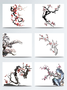 古風(fēng)中國風(fēng)花梅花水墨國畫梅花臘梅素材