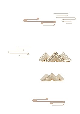 卡通線條云彩高山png元素