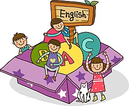 卡通兒童英語png元素