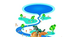 卡通彩色水上樂園png元素