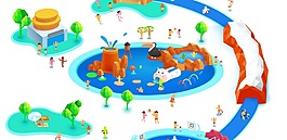 卡通兒童水上樂園png元素