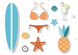 卡通夏天海灘物品png元素