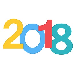 卡通彩色2018png元素