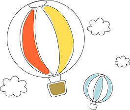 卡通飛舞熱氣球png元素