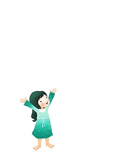 清新手绘小女孩海报元素