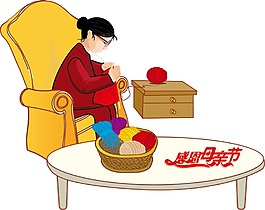 卡通手繪母親節(jié)插畫元素