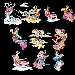 手绘彩色仙女透明装饰素材