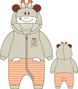 童裝親子裝AI設計連體哈衣爬服寶寶外出服