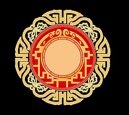 中國風(fēng)古典設(shè)計圓形邊框年貨節(jié)透明素材