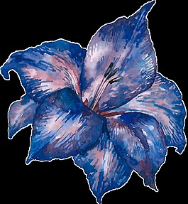手繪藍(lán)紫色花朵PNG透明素材