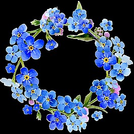 手繪藍色精靈花環(huán)PNG透明素材