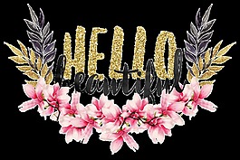 手繪一串唯美的木蘭花PNG透明素材