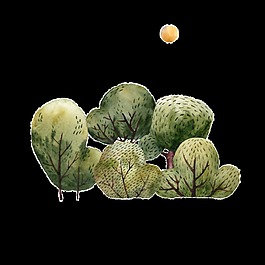 手繪卡通樹木PNG透明素材