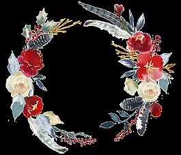 手绘沙滩花环花样图PNG透明素材