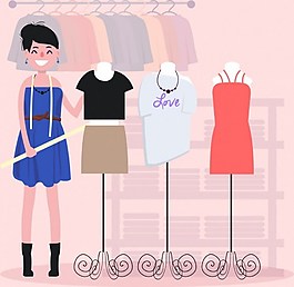 美女時(shí)尚服裝促銷店粉色ai背景下載