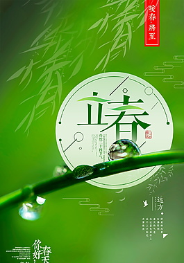 綠色二十四節(jié)氣立春海報設(shè)計