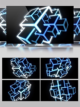 藍光閃電方塊視頻素材