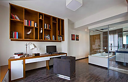 簡(jiǎn)約書房書桌裝修效果圖