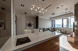 簡約開放式廚房方形吊頂裝修效果圖