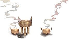卡通香爐冒煙插圖png元素
