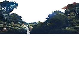 實拍瀑布綠樹PNG元素